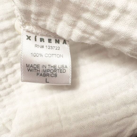 XIRENA Scout Gauze Button Down Shirt Size large White $198 - Picture 10 of 10
